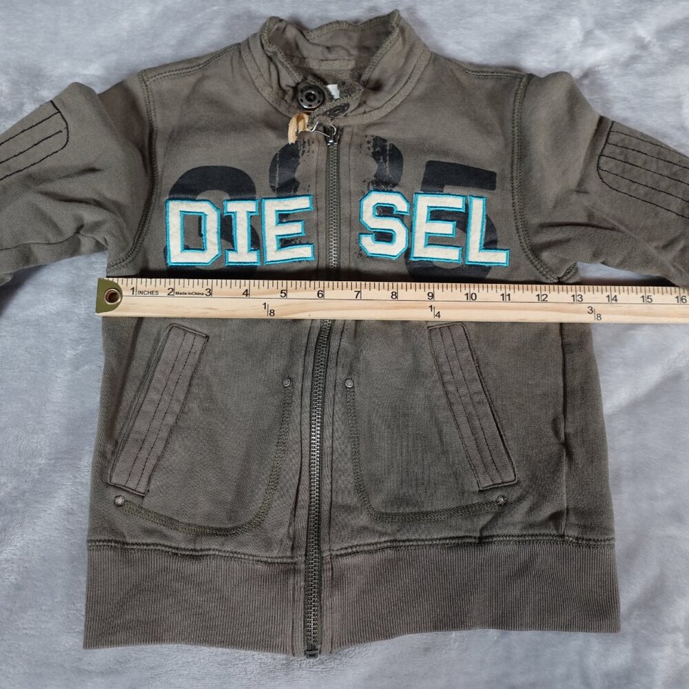 Diesel Embroidered Sweatshirt Toddler Size 5T Full Zip Washed Green - Picture 8 of 10